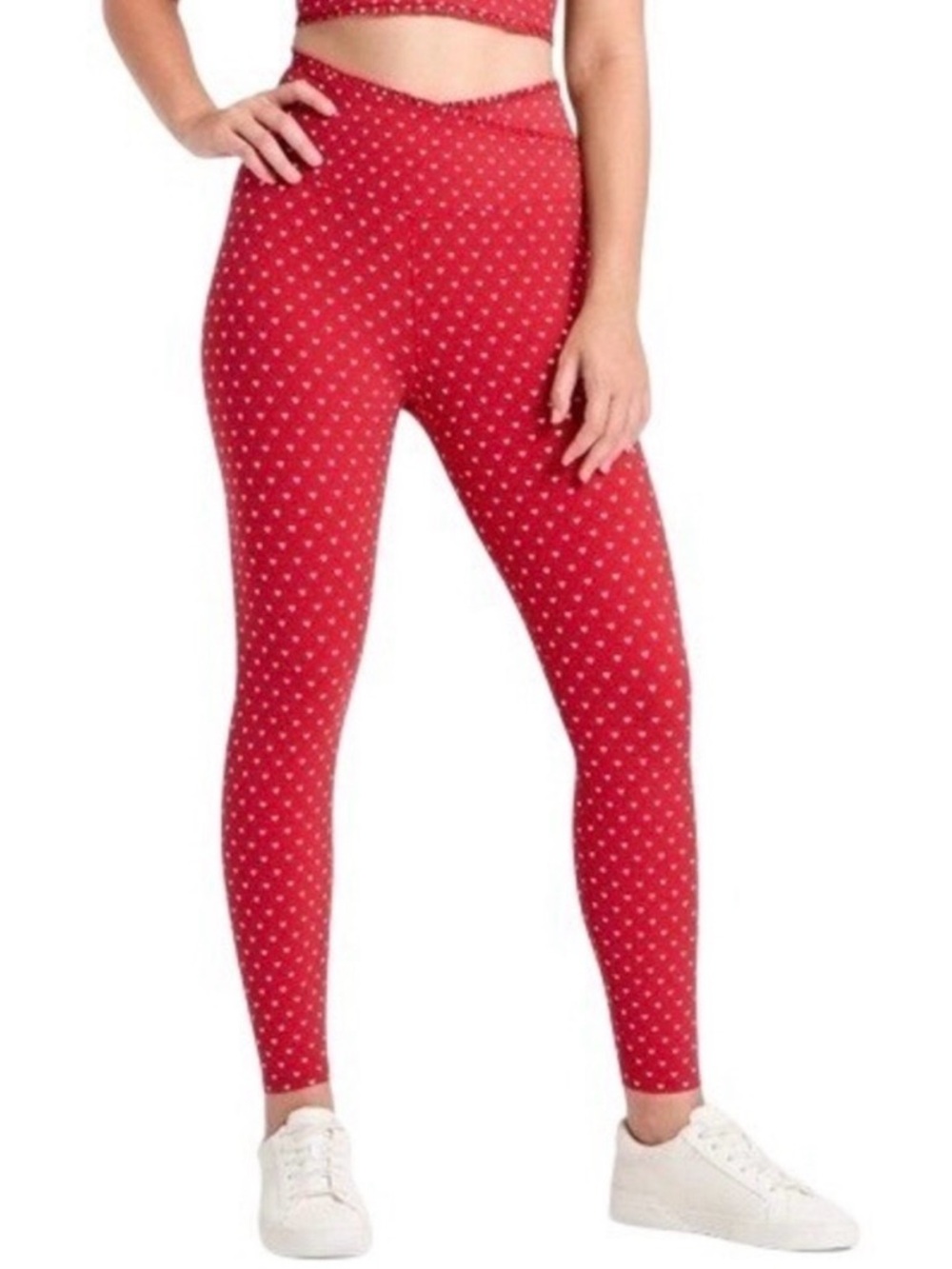 Crossover 7/8 Leggings Everyday Soft High Rise Ruffle Red Hearts Feminine Gym XL
